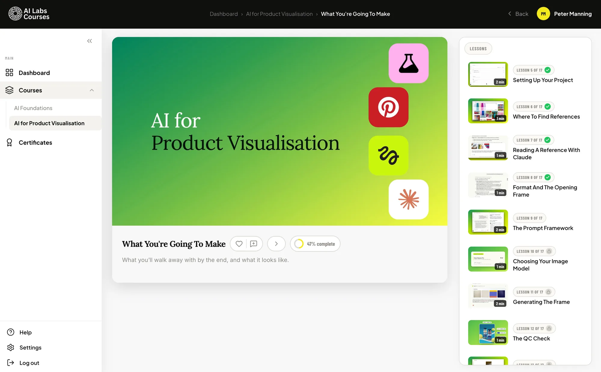 The lesson video player